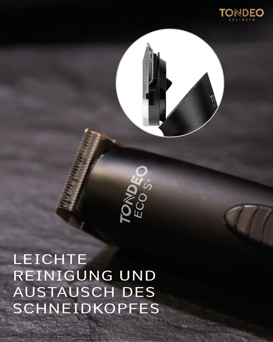 TONDEO Haarschneidemaschine ECO S PLUS schwarz Profi Trimmer mit Ladestation und Aufsteckkamm 3-7,5 mm