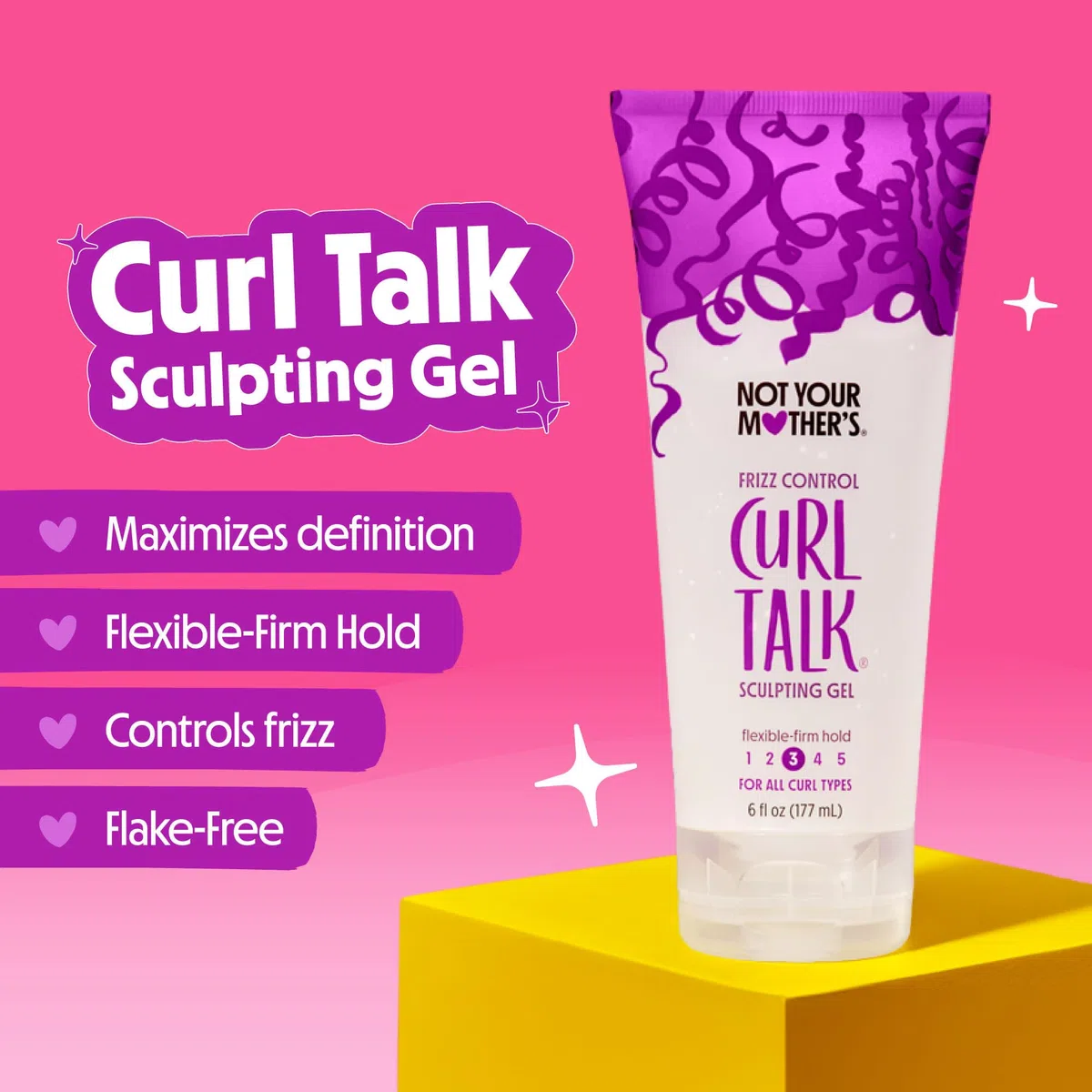 Not Your Mother's Curl Talk Frizz Control Sculpting Gel, Defining Cream und Refreshing Curl Foam (3er-Pack) – 177 ml und 236,6 ml – Formuliert mit Rice Curl Complex – Für alle lockigen Haartypen