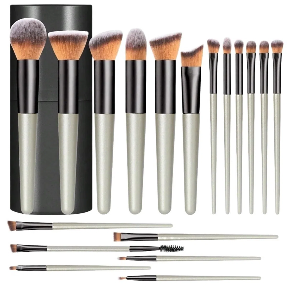 Make-up-Pinselset 18er-Pack Make-up-Pinsel-Set, Kunststoff-Aufbewahrungseimer, komplettes Set Gesichts- und Augenpinsel, Beauty-Tools mit weichen Borsten