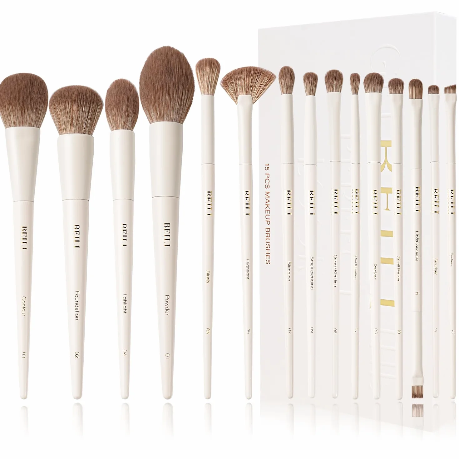 BEILI Make up Pinsel 15 PCS Pinselset Makeup Veganes, Schminkpinsel Set, Professionelle Make up Pinsel Set mit Lidschattenpinsel, Foundationpinsel Rougepinsel, Contouringpinsel Geschenksets