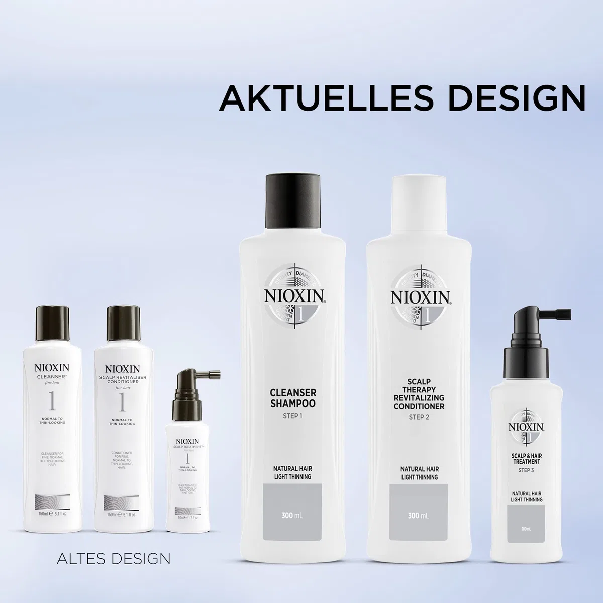 NIOXIN System 1 Starter-Set – Shampoo, Haarspülung und Kopfhaut Serum für naturbelassenes, dezent dünner werdendes Haar – gegen Haarausfall durch Haarbruch und für mehr Widerstandskraft