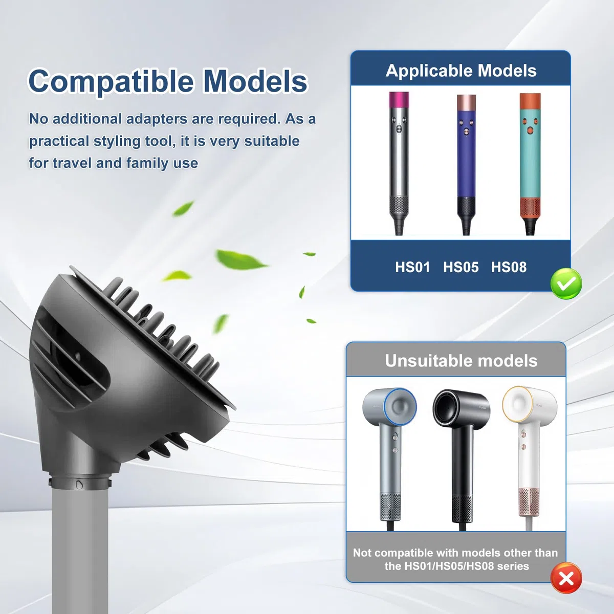 Diffusor Aufsätze für Dyson Airwrap HS05 HS01 HS08, Wave Curl Diffuser-Aufsatz mit Dome- und Diffuse-Modi Haardiffusor-Aufsatz für Dyson Airwrap Styler in Haartrockner