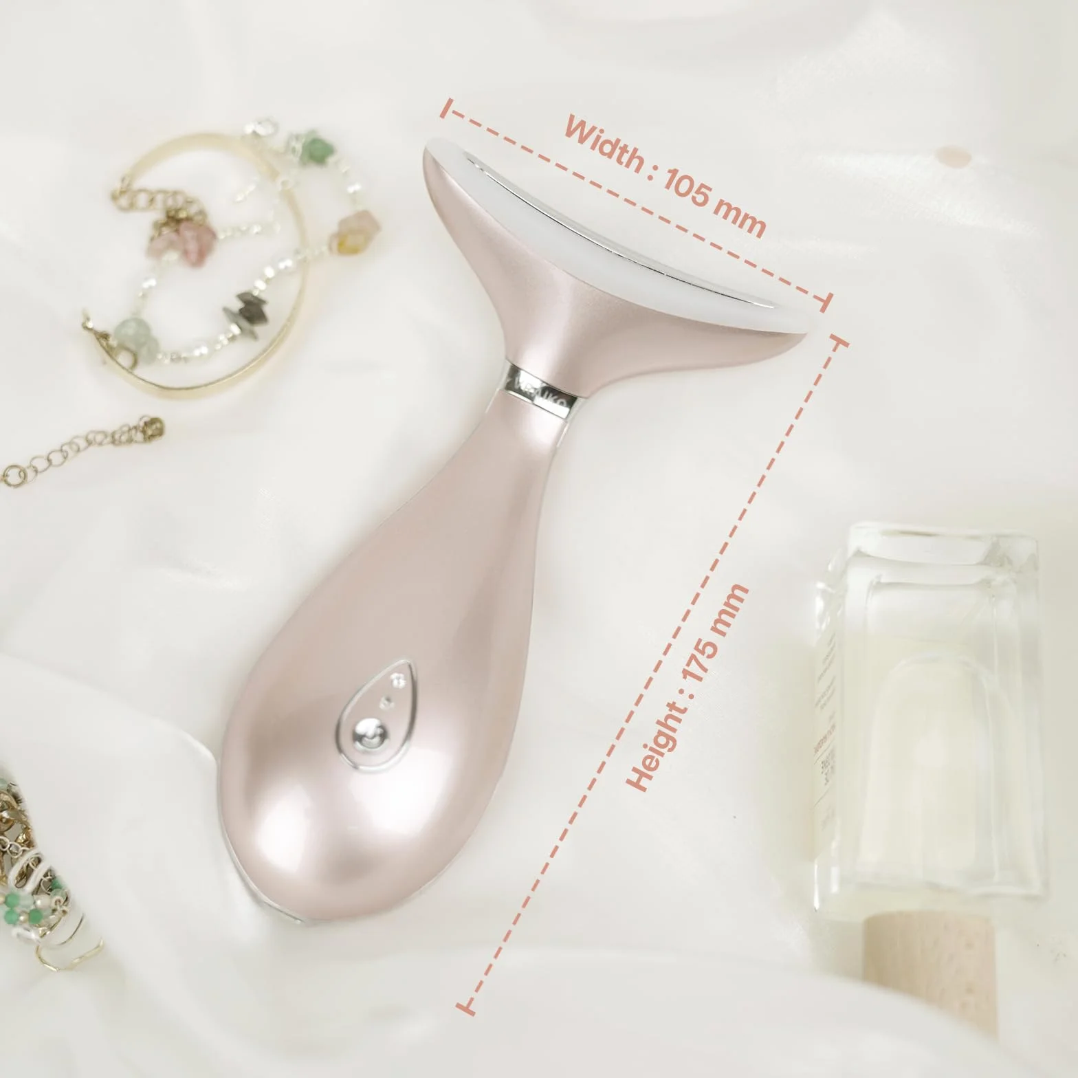 VRAIKO LILY Hals Gesicht Massagegerät Gesichtsformer Hautverjüngungsgerät mit Thermo, Triple Action LED und Vibration, für Anti-Aging, Lifting und Straffung schlaffe Haut (Roségold)