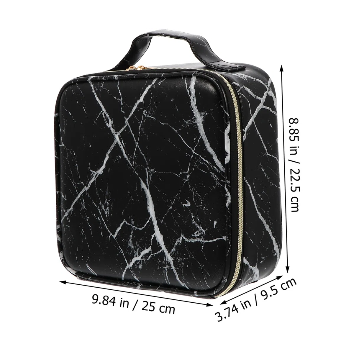 Ipetboom Reisekosmetikkoffer Marmor Design mit Verstellbaren Fächern Tragbarer Organizer für Make Up Pinsel Lippenstift Kosmetiktasche Handliches Beauty Case für Unterwegs
