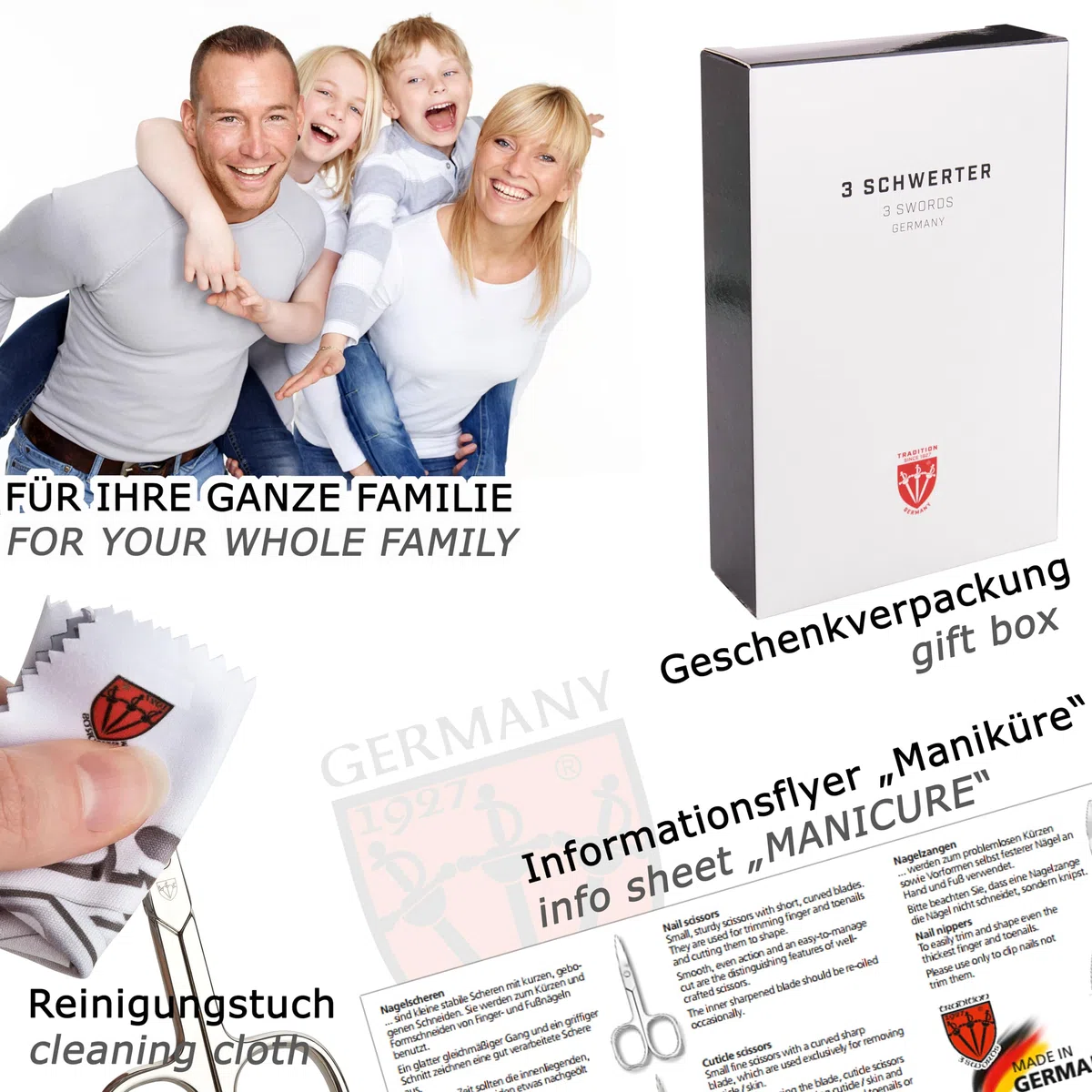 DREI SCHWERTER - 12-tlg. Nagel Set 'Palermo' | Hochwertiges Maniküre & Pediküre Nagel-Etui: Farbe: Kunst Leder Strauss-Cognac | Inhalt: 12 Instrumente inkl. Nagelschere, Nagelknipser, Glasfeile etc.