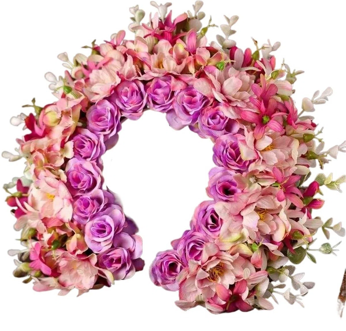 Haarreif mit künstlicher Blumenkrone Künstliche Seidenblumenkrone, handgefertigt, 3D-großer Kranz, Braut-Haarschmuck(Color4)