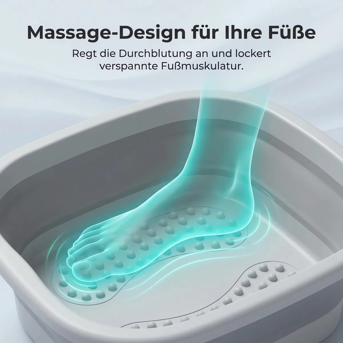 König Design faltbare Fußbadewanne mit Massagefläche, platzsparend & temperaturbeständig, 21 Liter – Grau