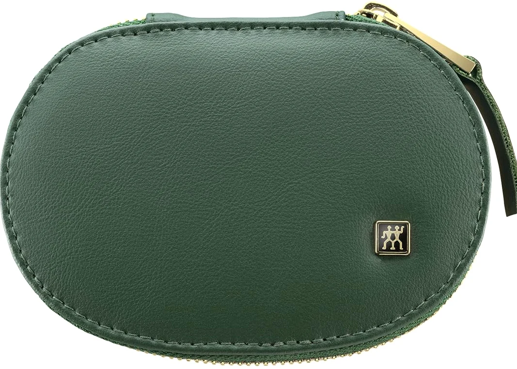 ZWILLING Maniküre- & Pediküre-Set 3-teilig im veganen Apfelleder-Etui, Nagelpflegeset inkl. Kombischere, PVD-Goldbeschichtung, Grün, Premium
