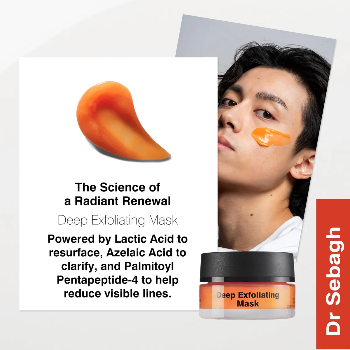 Dr Sebagh Deep Peeling Maske (15ml) Reisegröße - Milchsäure Peeling Gesichtsmaske & Porenreinigung - Azelainsäure Detox zur Behandlung verstopfter Poren - Anti-Aging Hautmaske für Strahlkraft