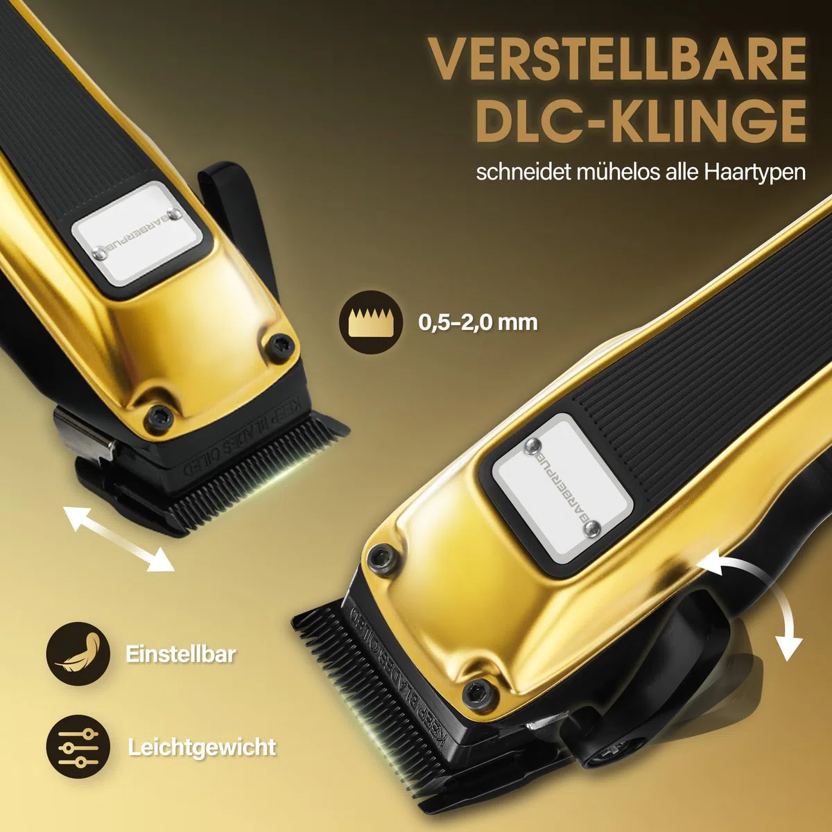 BarberPub Haarschneidemaschine Profi, Haarschneider Herren Mit 6 Klingen, 2 Gehäusedeckeln & Ladestation, Haartrimmer Verstellhebel 0,5-2,0mm, Bartschneider Elektrisch für Friseursalon, HC176