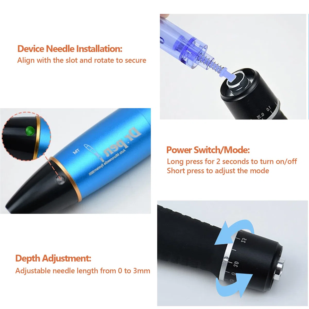 Dr. Pen A1 Professioneller kabelloser Microneedling-Stift, elektrische Microneedling-Maschine mit 10 x 12-poligen und 5 runden Nano-Patronen, Hautpflege-Set für Falten, Dehnungsstreifen, Narben