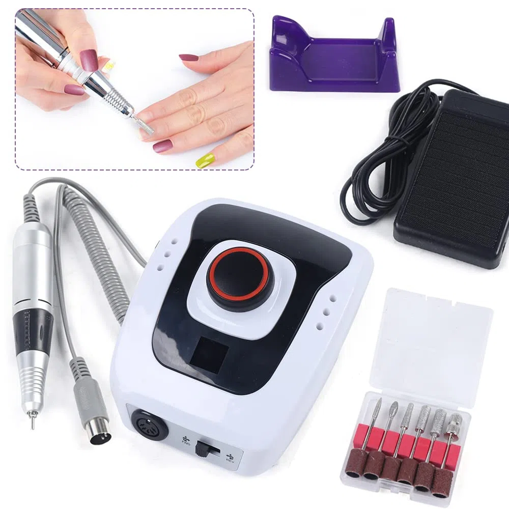 Nagelfräser Fräser Nägel max. 35.000 U/Min Elektrische Nagelfeile mit Fußpedal 13.9 x 11.3 x 7.1cm