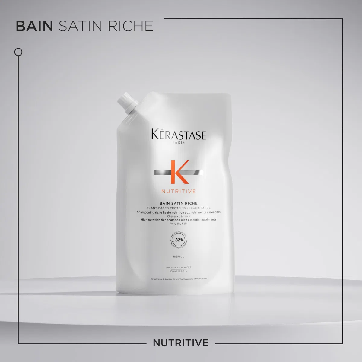 Kérastase Nutritive Bain Satin Riche, Feuchtigkeitsspendendes Haarbad bei trockenem bis sehr trockenem Haar, Reichhaltige, revitalisierende Haarpflege, Nachfüllpackung, 500 ml