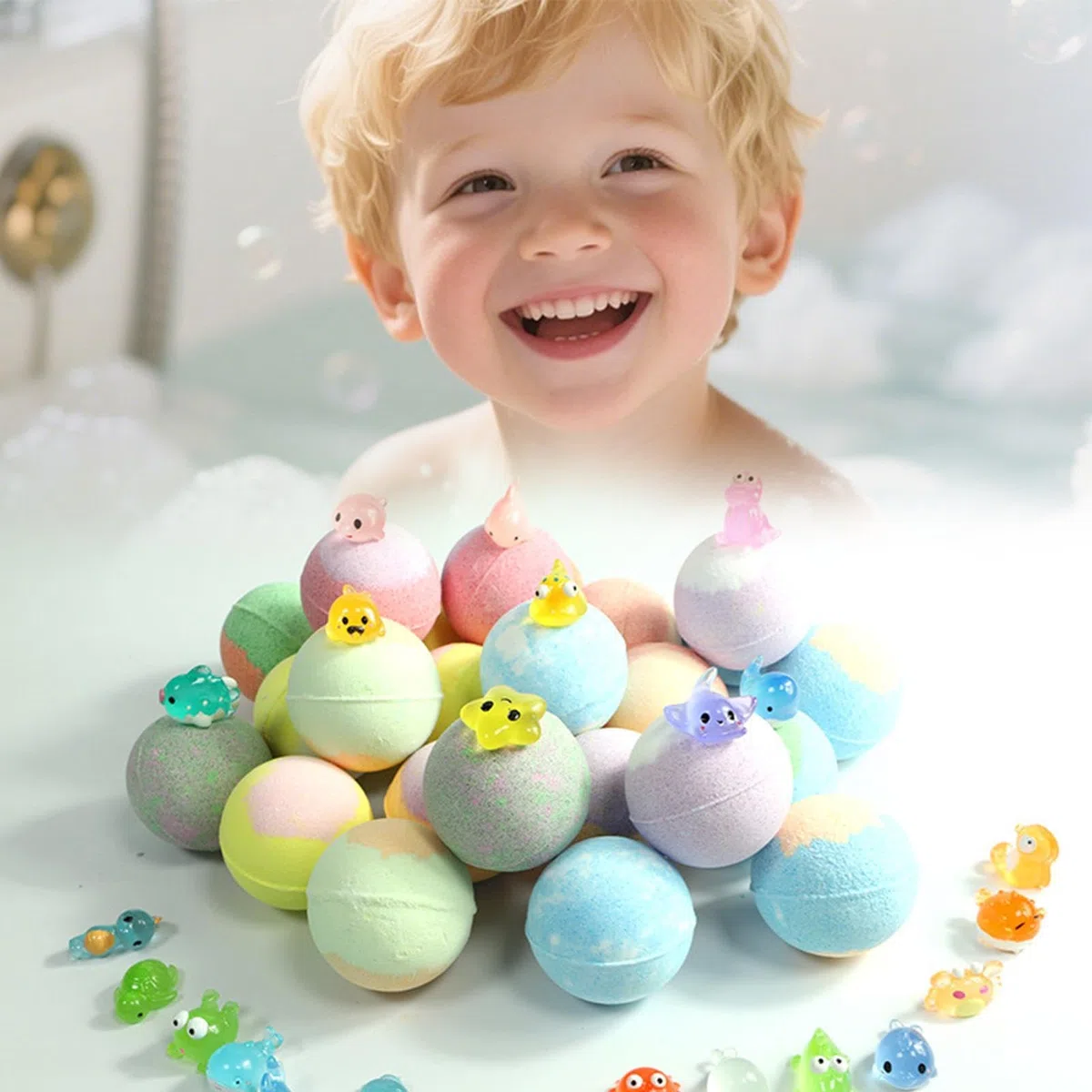Badesalz-Ball 24 Stück Erfrischende Körperreinigung | Badesalz mit Spielfigur für Mädchen Spa Zuhause Bad Reisen Hotel