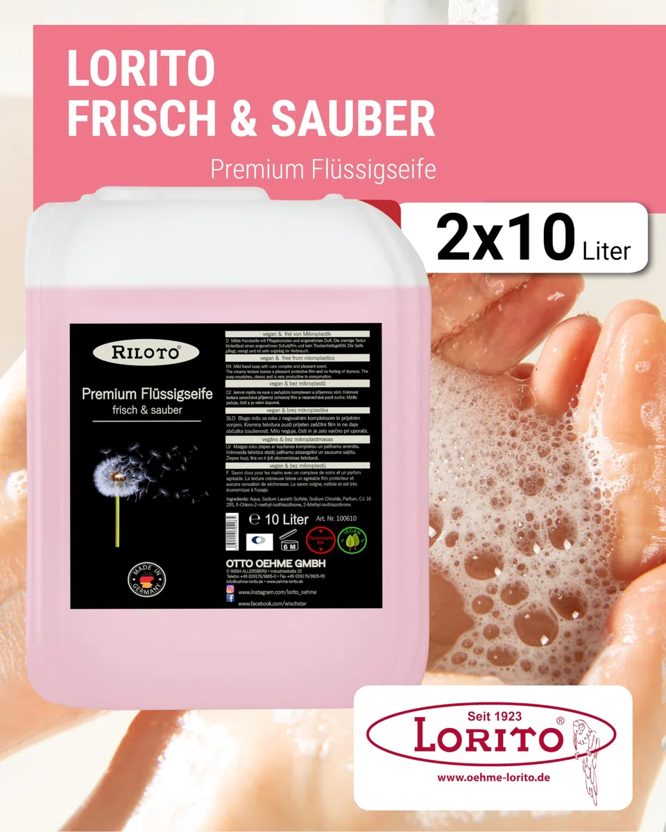 Lorito frisch & sauber Premium Flüssigseife 2 x 10L vegan Handseife Nachfüllseife