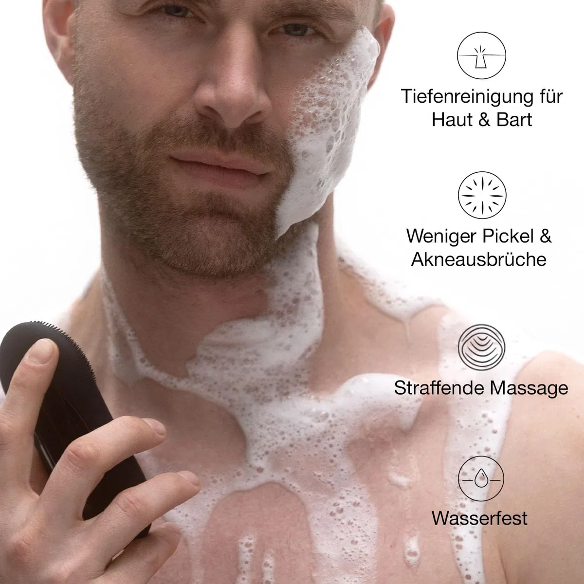 Silikon Gesichtsreinigungsbürste elektrisch mit Vibration | Unisex Gesichtsbürste mit 12 Stufen für porentiefe Reinigung | Wasserdichte Reinigungsbürste Gesicht I Gesichtsreinigungsgerät