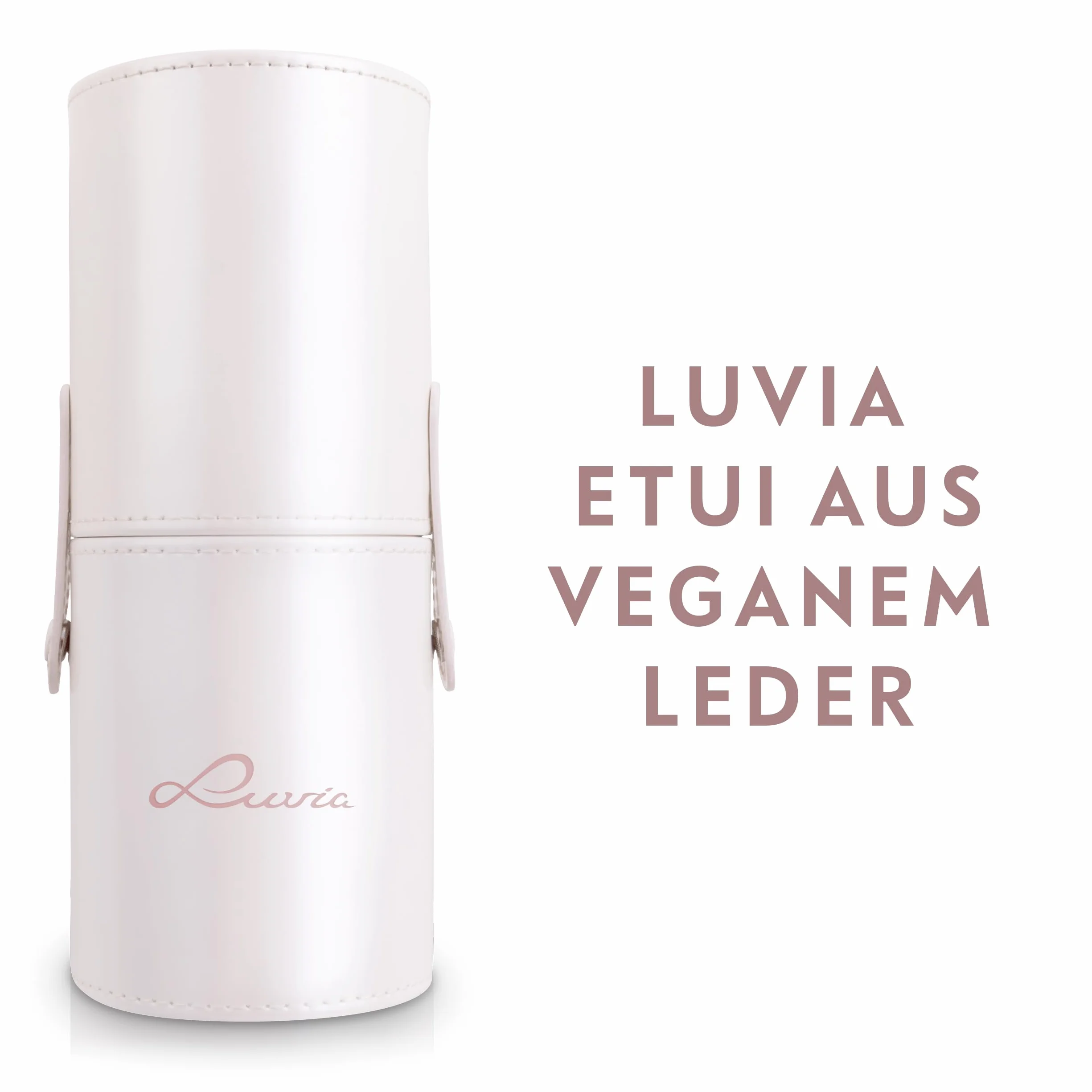 Make-up Pinselset 10-teilig | 7 vegane Schminkpinsel + veganes Leder-Etui, Reinigungsmatte & Blender-Schwamm | Prime Vegan Complete | Für Foundation, Puder & Augen | Candy Rosa/Perlmutt | LUVIA