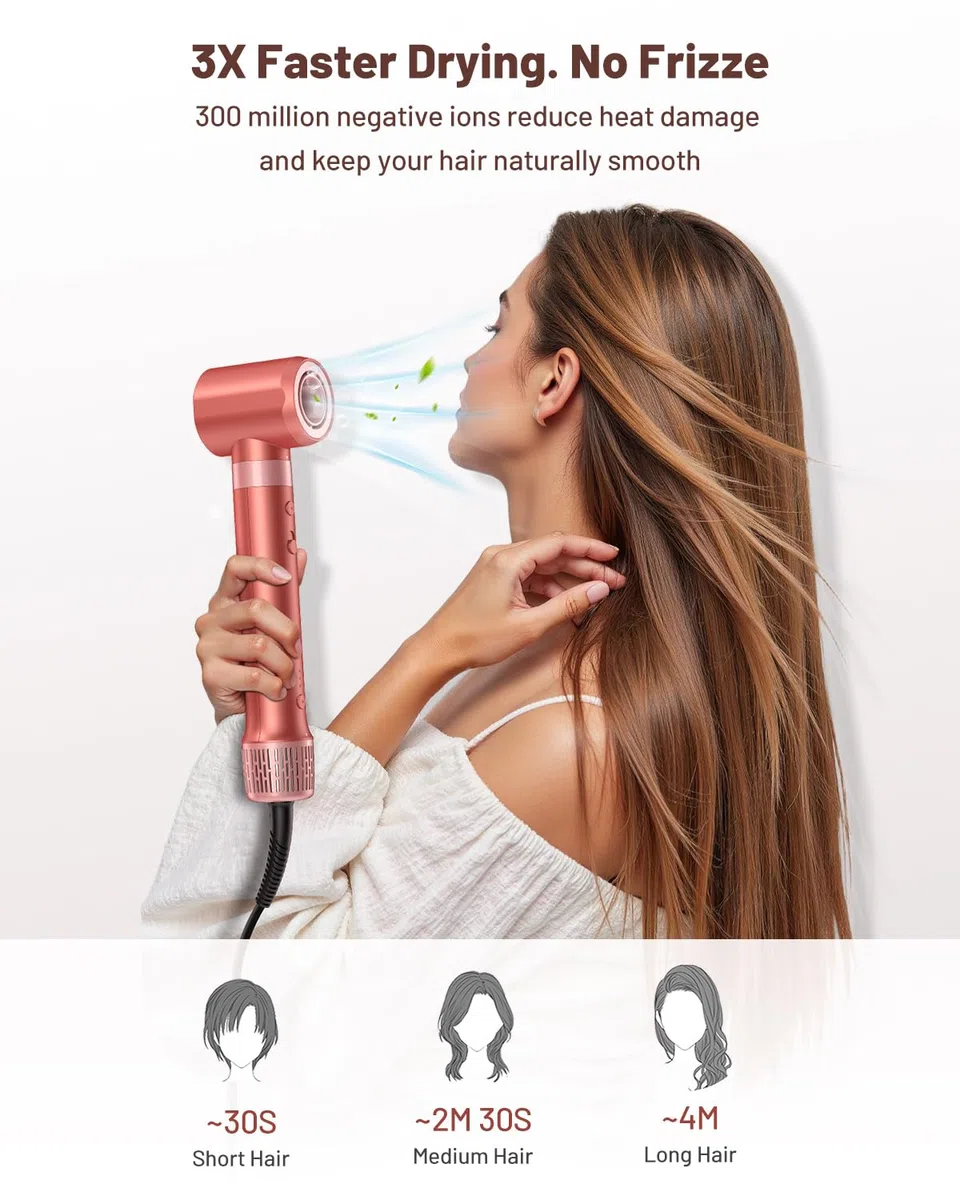 HITTIONA 5 in 1 Airstyler & Rundbürstenföhn, 110.000 U/min Ionen Haartrockner mit Auto Lockenstab, Profi-Hairstyler für Alle Haartypen