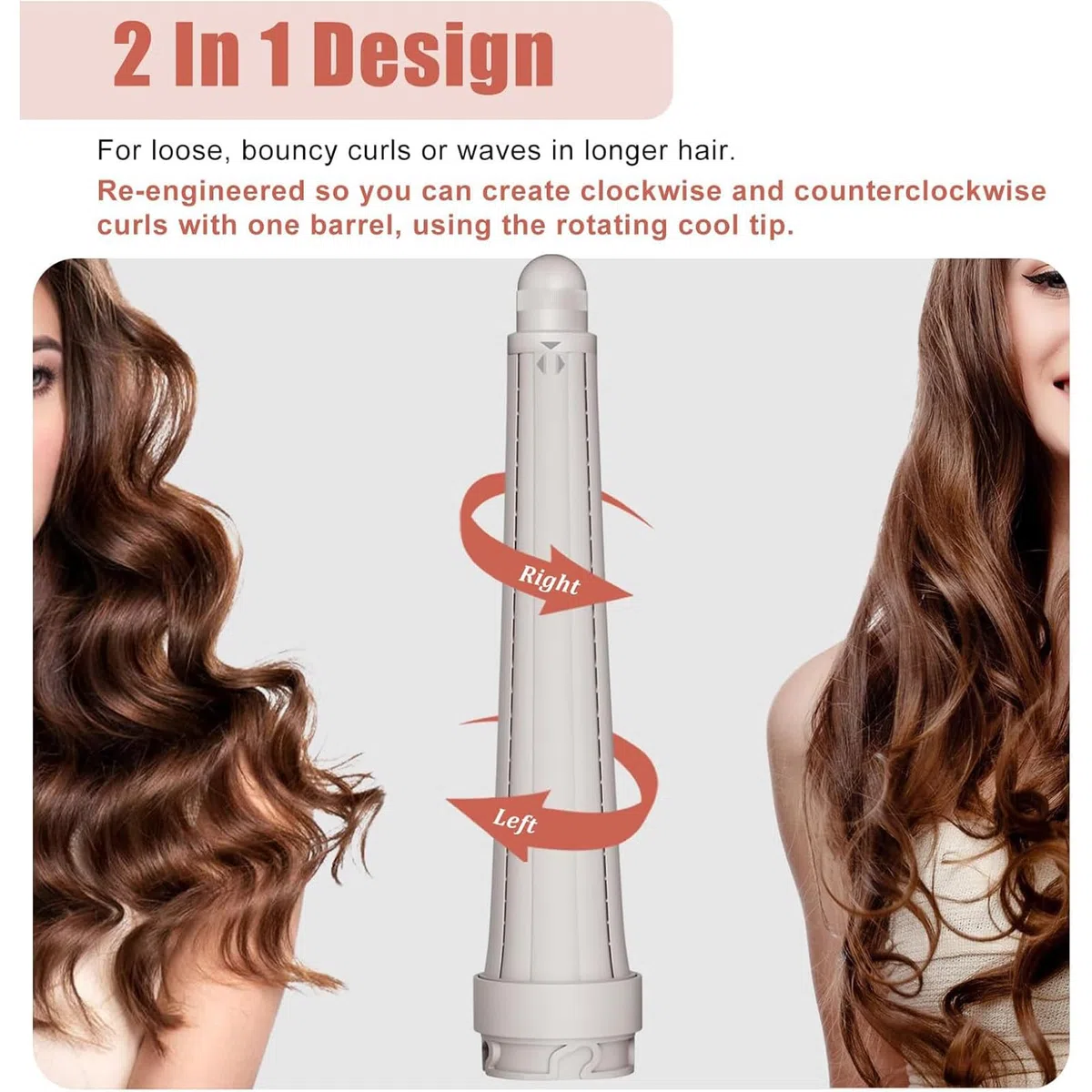 Chuancheng 2-in-1 lange Lockenfässer & runde Volumen-Bürstenaufsätze für Shark FlexStyle, Auto-Wrap Lockenwickler Aufsatz für strukturierte voluminöse Locken und Wellen