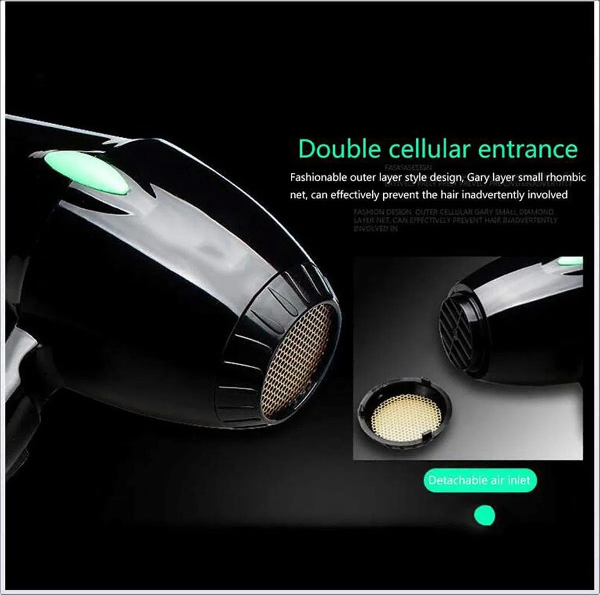 3000W Professioneller Haartrockner mit Diffusor für Frauen, Salon Ionisches Haartrockner mit 2 Geschwindigkeit und 3 Wärmeeinstellung, Leistungsstarker Fön mit Sammeldüse + Diffusor + Kamm