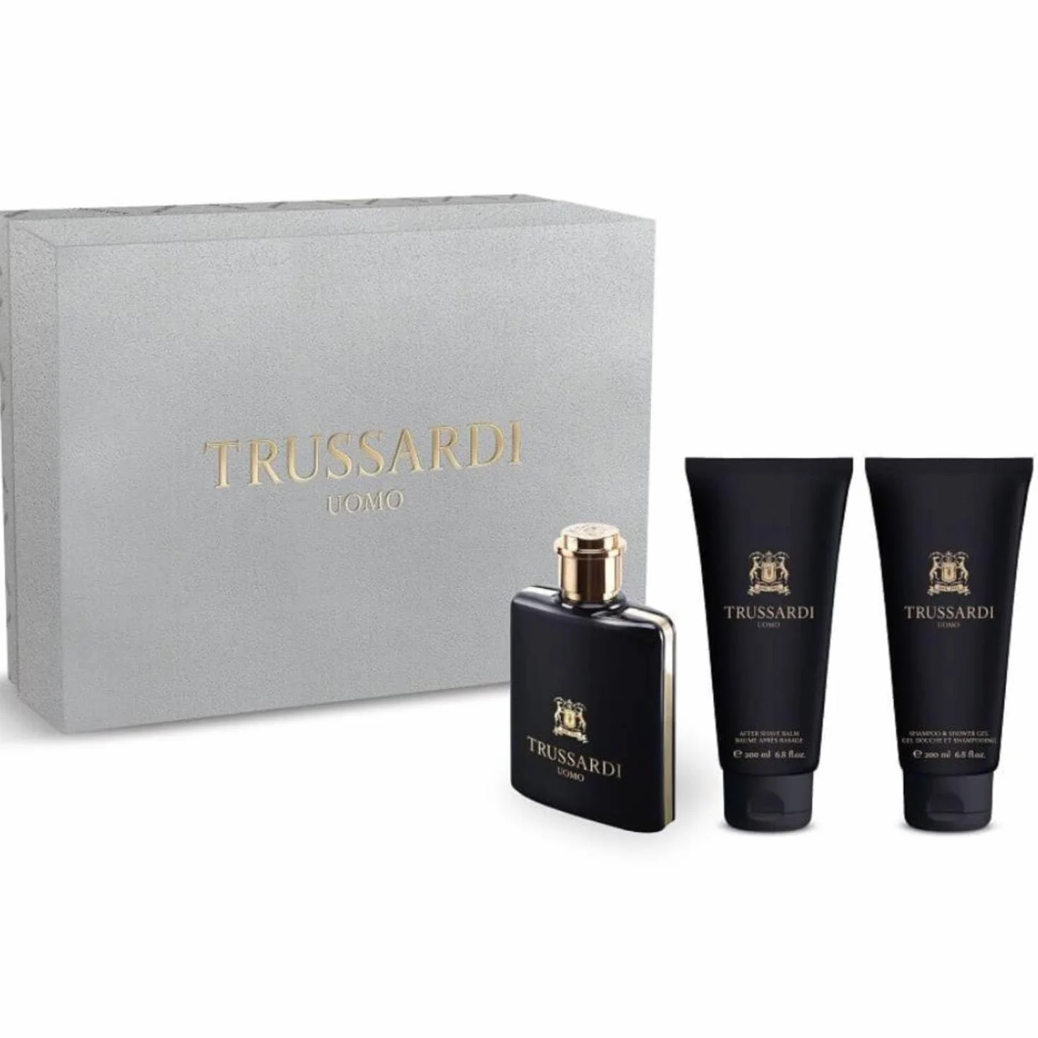 Trussardi Herren Geschenkset für Ihn: Eau de Toilette 100 ml + After Shave Balsam 200 ml + Duschgel Shampoo 200 ml