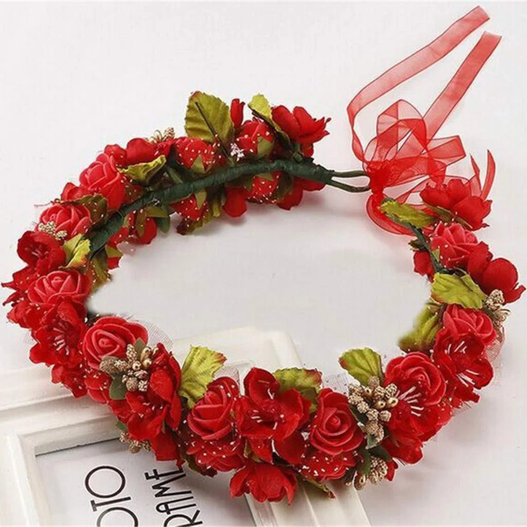 1920er Jahre Stirnband Rustikales Brautjungfern Stirnband Blumen Stirnbänder Hochzeit Haarschmuck Braut Blumenkrone Kopfschmuck Braut Blumenmädchen Girlande Stirnband，Orange