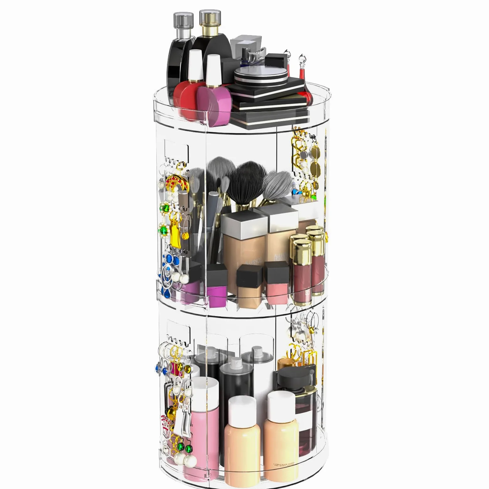 Generisch Geräumiger Make up Organizer, drehbares Acryl Schönheitsproduktregal, kosmetische Aufbewahrungslösung für Schminktisch und Badezimmer, Kosmetikprodukt Organizer