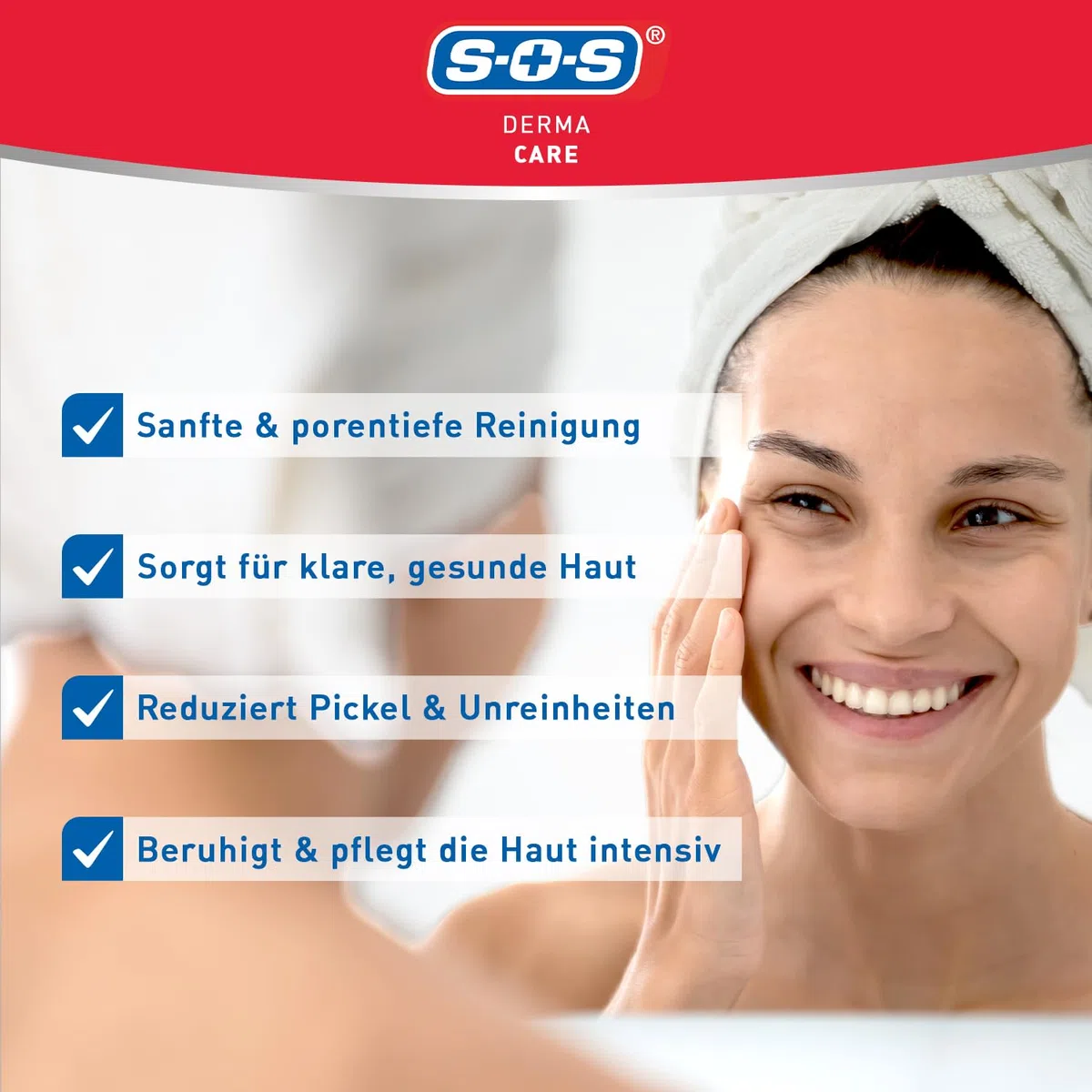 SOS Derma Care Anti-Pickel Waschcreme (6x 100 ml) – Klärende Gesichtsreinigung für unreine Haut – bei Pickeln & Hautunreinheiten – Ohne Farbstoffe, Silikone, Paraffine & PEG – Dermatologisch