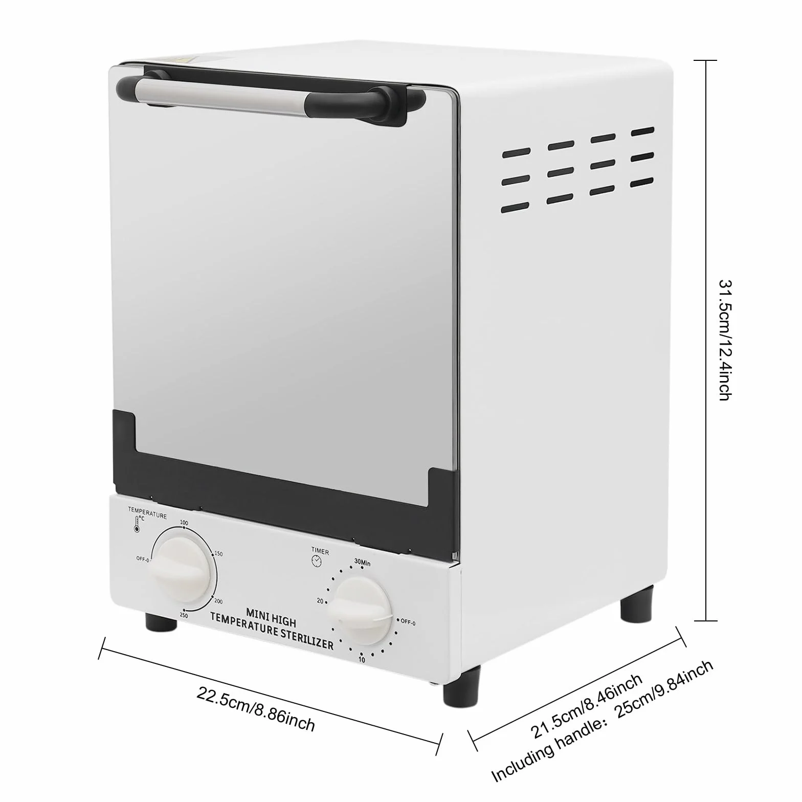 12 Liter Hochdruck-Sterilisator, 1000W Heißluft-Sterilisator, Trockenhitze-Sterilisator mit Temperaturanzeige für Pediküre-Studios, Haarsalons, Nagelstudios, Kosmetik und Tattoos