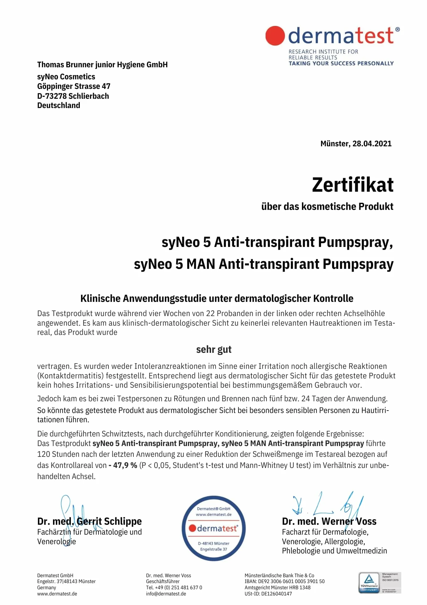 syNeo 5 Antitranspirant Deo Pumpspray – 5-Tage-Wirkung – gegen starkes Schwitzen, Schweiß & Geruch – für Body, Hände & Gesicht – dermatologisch getestet – für Damen & Herren – Made in Germany – 30 ml