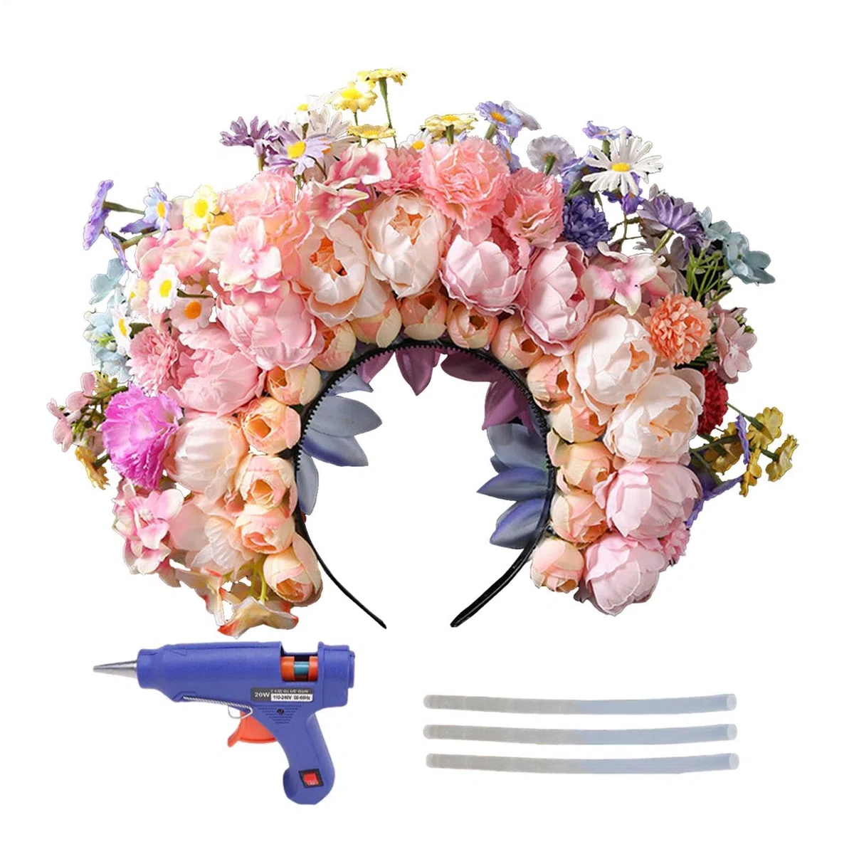 Haarband mit Blumenmuster, Kronen-Stirnband | Modischer Hochzeitskopfschmuck, Kostüm-Kopfschmuck, Foto-Requisiten für Abschlussveranstaltungen