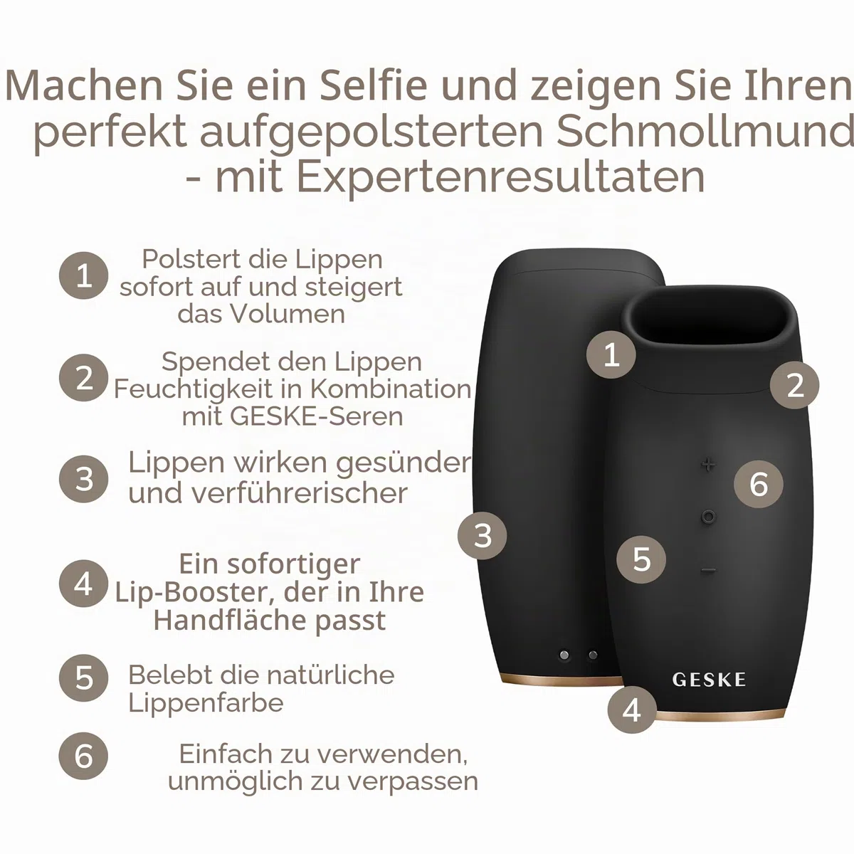 GESKE SmartAppGuided™ Lip Volumizer & Booster 6 in 1 Quick Lip Plumper Lippenbooster vollere Lippen