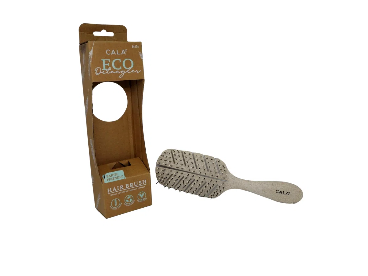 CALA Umweltfreundliche Haarbürste zum Entwirren von Haaren in Blattform, aus Strohharz (Earth) | & Double Curve Scalp Massager Reduces Breakage & Frizz for All Hair Types, Women and Men