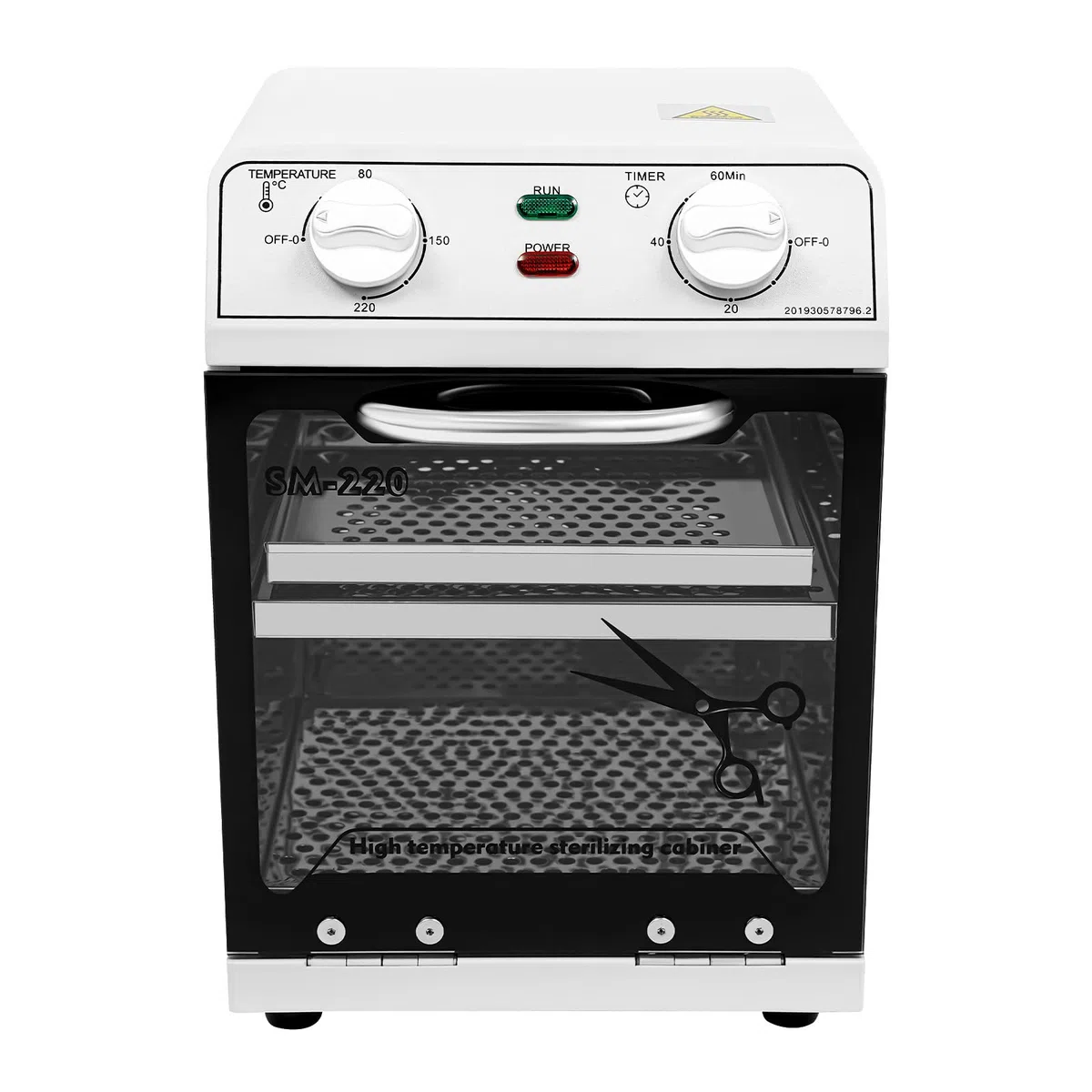 Hochtemperatur Sterilisator, 8 L Sterilisator für Instrumente, Große Kapazität, Sterilisationsschrank mit Timer für Kosmetik, Fusspflegestudios, Friseursalon, Weiß