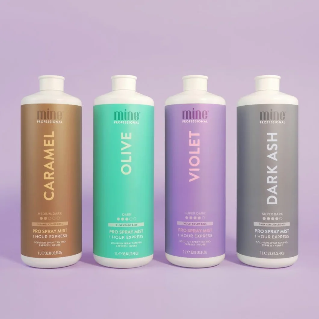 MineTan Profi-Sprühbräune | Violet - 1 Stunde Ultra Rapid Tanning Flüssig, Dunkle, Gesicht & Körper Fake Tanner, Schnelle Trocknend, Sattes, Warmes, Super Dunkelbraunes Finish, Keine Orangetöne, 1L