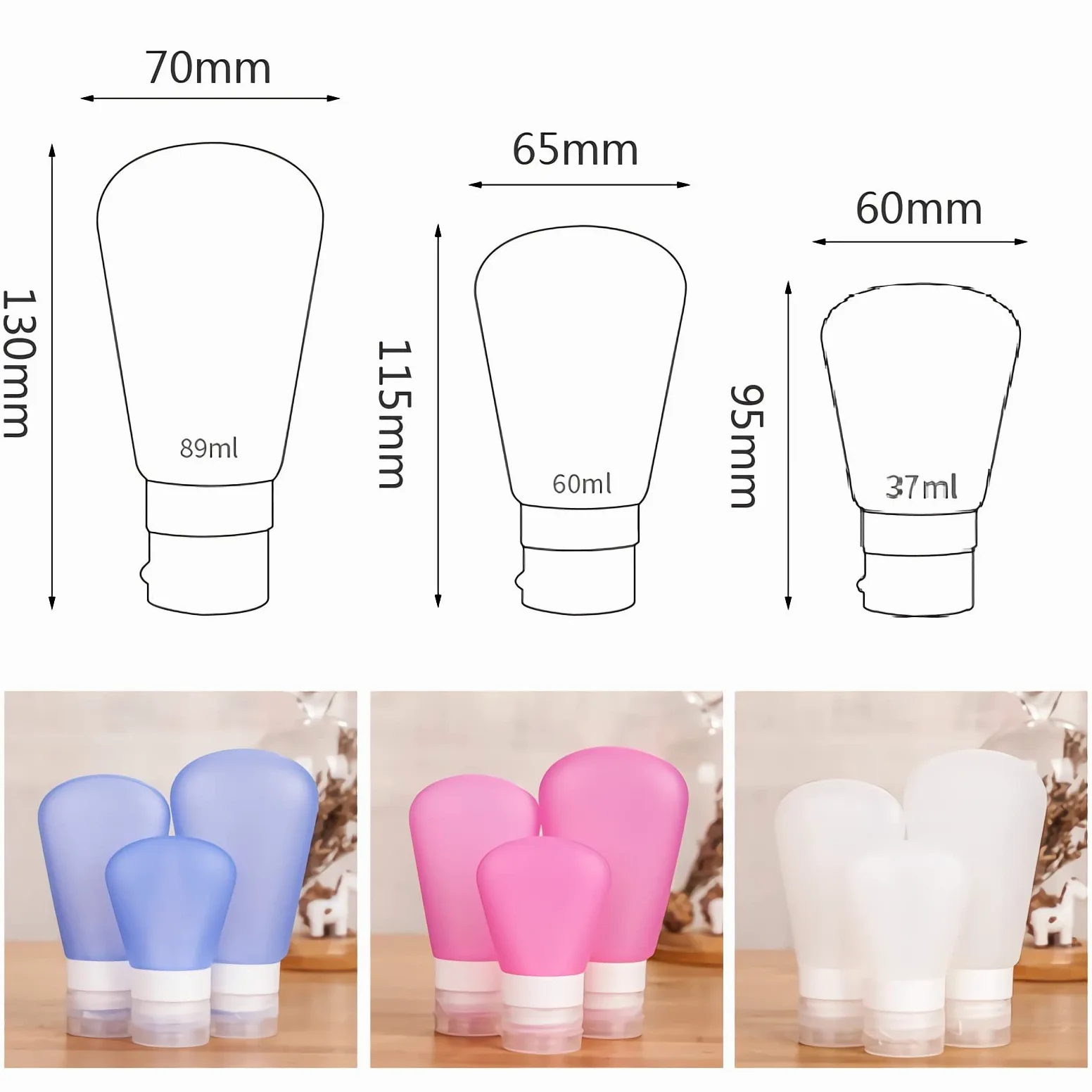 12 Stück 89ml Leer Rosa Silikon Weiche Reiseflasche Nachfüllbar Reisebehälter Tube, Kosmetik Flaschen Set für Creme, Lotion, Shampoo Spülung, Pflegeprodukten + 1 x Waschpad
