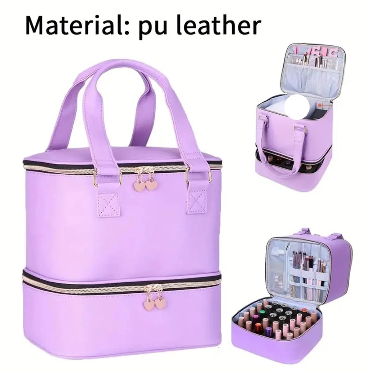 Nagellack Aufbewahrung Tasche Kapazität Nagellack-Aufbewahrungstasche, doppellagige Aufbewahrungstasche zur Nagelverbesserung, bietet Platz for Halterungslampen und 30 Flaschen Nagellack(Color5)