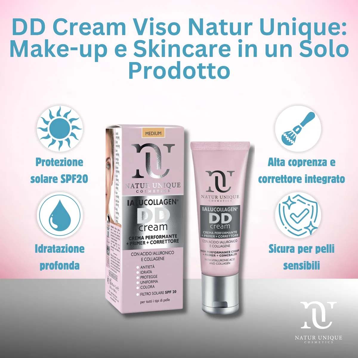 DD Cream mit feuchtigkeitsspendendem Concealer Light | Make-up und Skincare in einem Produkt | SPF20 für Sonnenschutz | Gesichtscreme, gleichmäßiger und Anti-Aging | feuchtigkeitsspendende