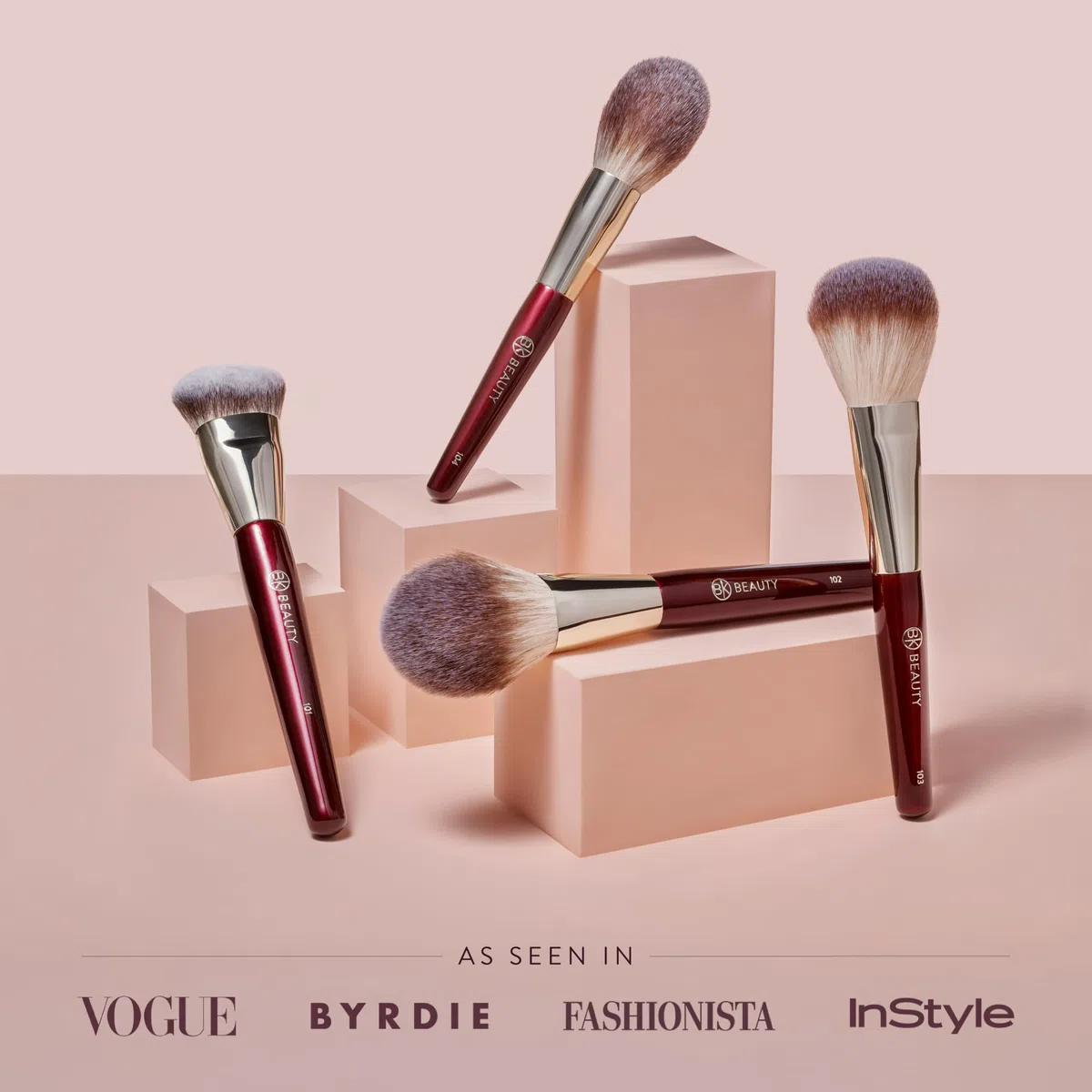 BK BEAUTY Essentials Gesichtspinsel-Set (4PC), 100% tierversuchsfrei, vegan, weichstes Make-up-Pinsel-Set mit 4 Gesichtspinseln