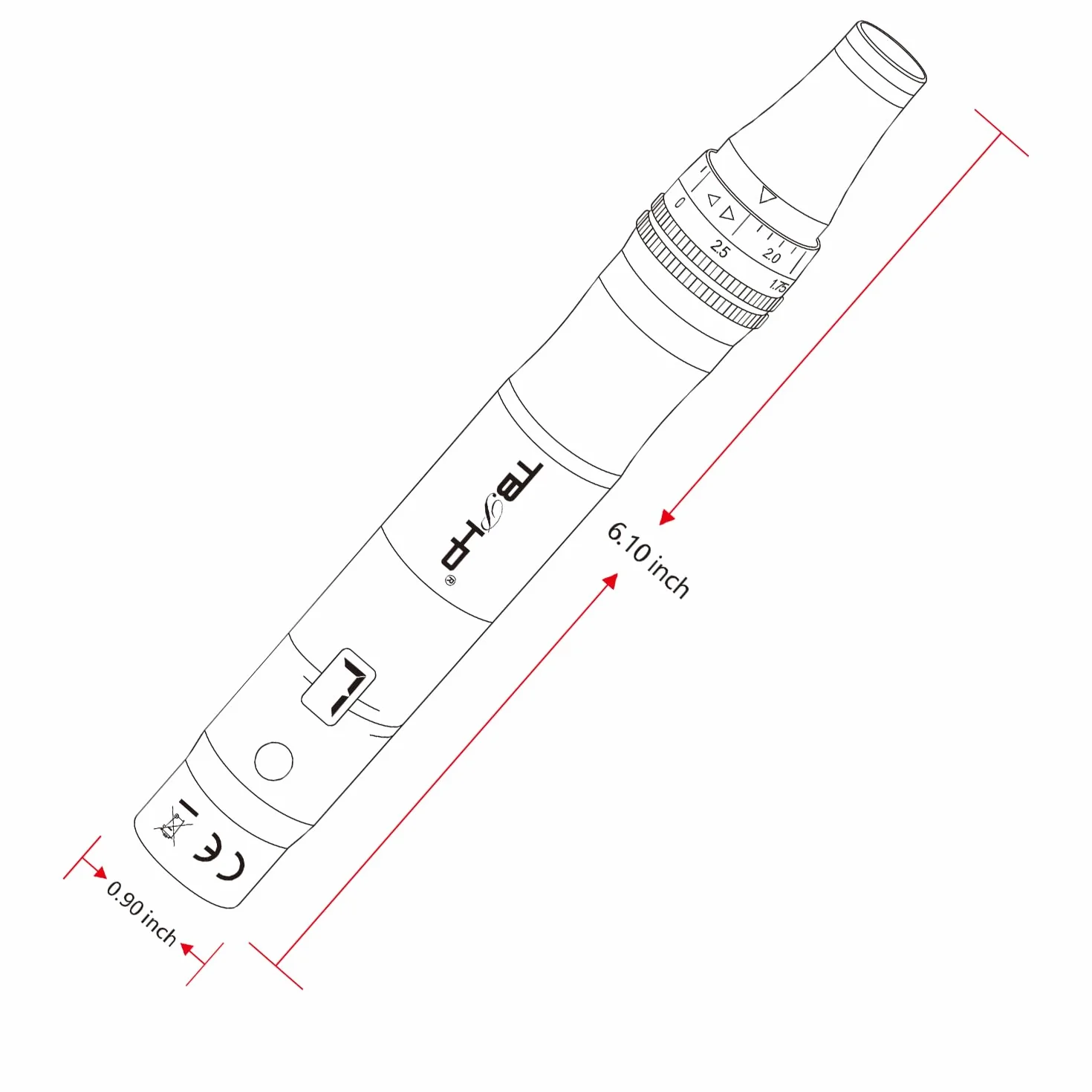 Dermapen mit LCD Bildschirm 7 Geschwindigkeitsstufen einstellbare Länge 12 Köpfe Patronen Silber