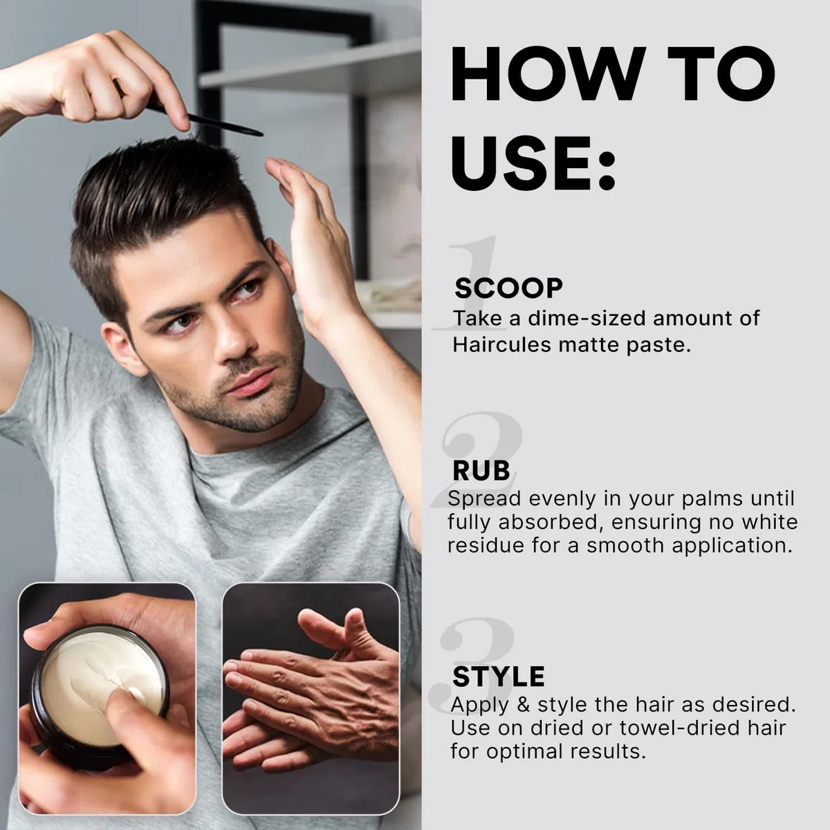 Matte Hair Paste – Starker Halt, Kein Glanz, Lang anhaltende Definition & Textur, Nicht fettende Styling-Paste für Männer, Keine Schuppen, Für alle Haartypen geeignet, Hält das Haar gesund