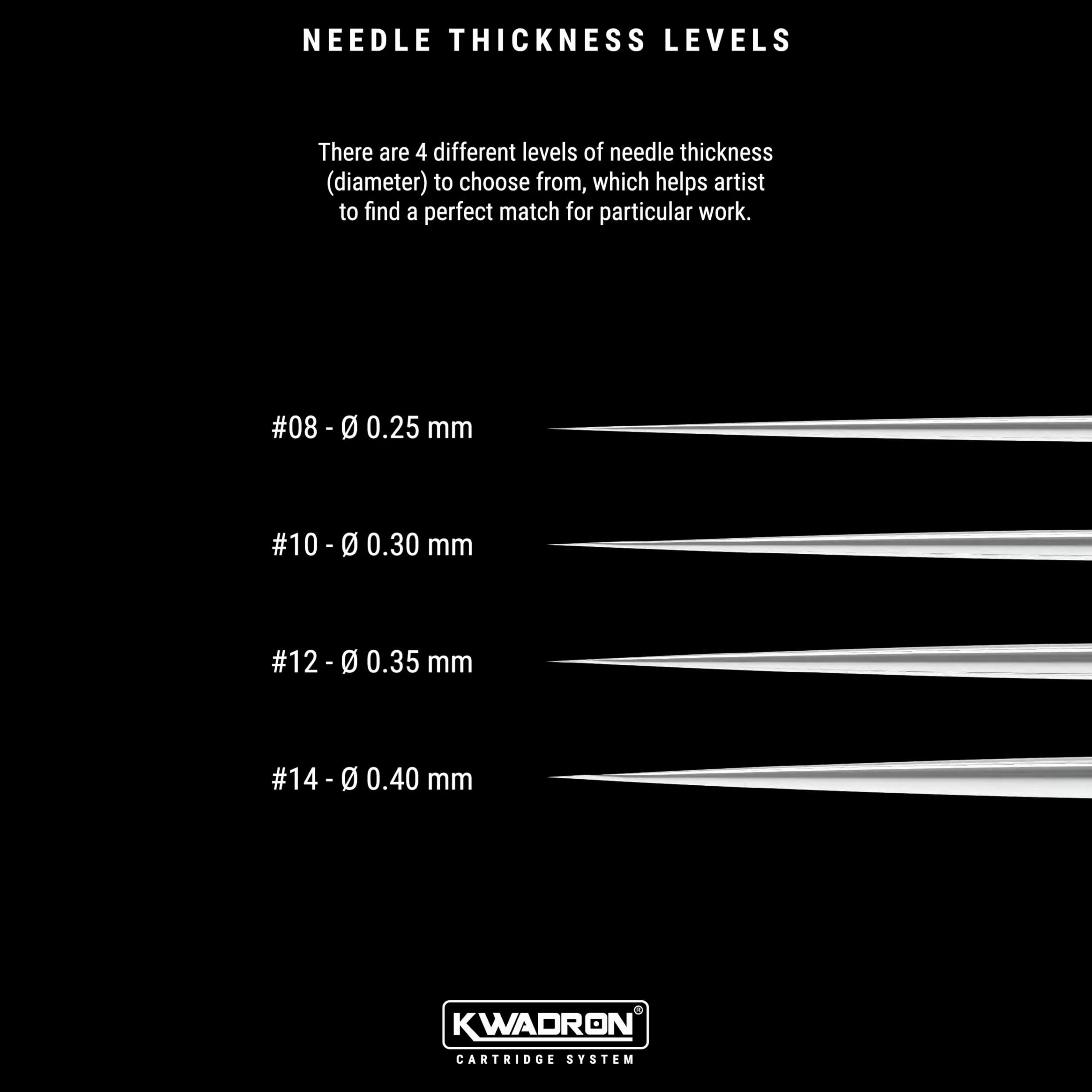 Kwadron Tattoo Cartridge System Round Shader Long Taper 0,35mm 3RS 5RS 7RS 9RS 11RS 13RS 15RS (20 pcs) (35/3RS)