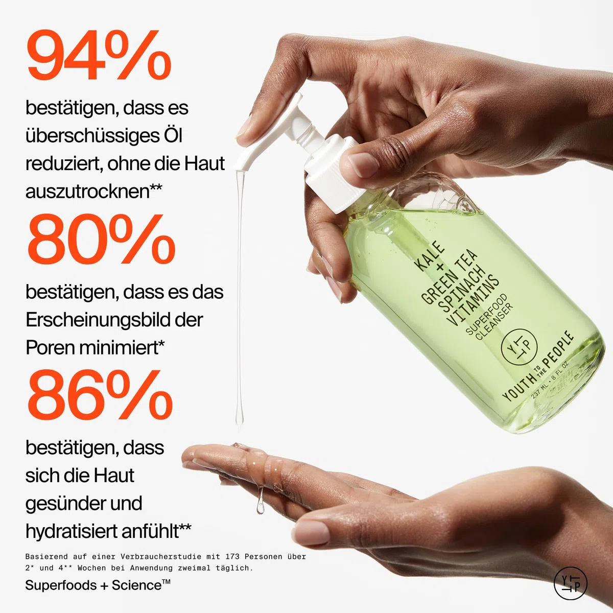 Youth To The People Superfood Cleanser, Gesichtsreiniger, mit Grünkohl, grünem Tee & Spinat, pH-neutral, für alle Hauttypen, sanfter Make-up-Entferner für empfindliche Haut