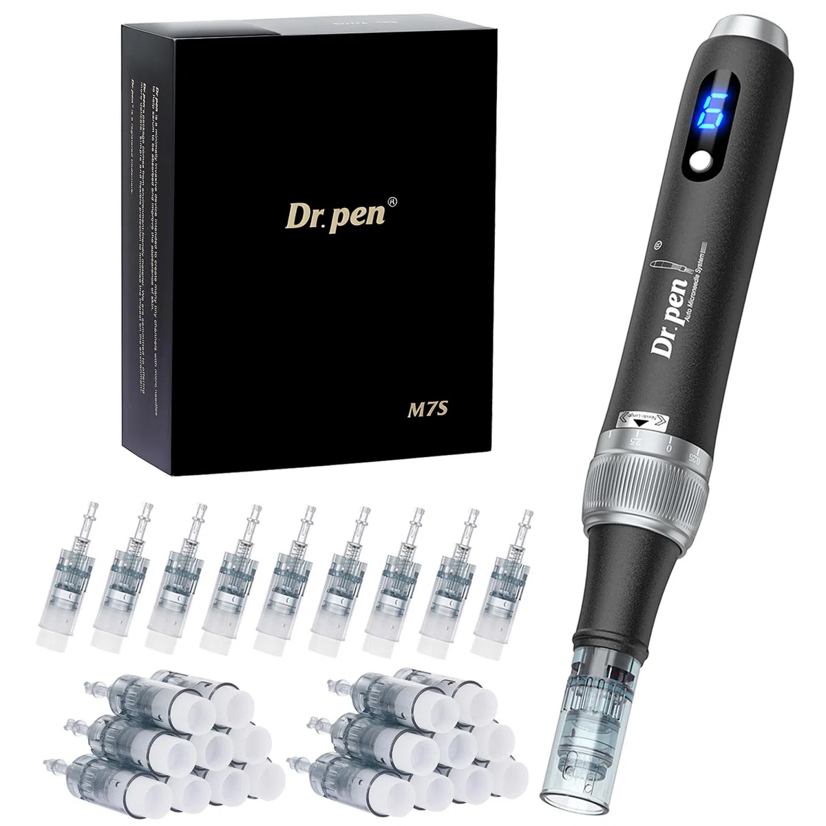 Dr. pen Ultima M7S Microneedling Pen Drahtlose Anti-Falten mit 27 Ersatzkartuschen 9 Typen Cartridges