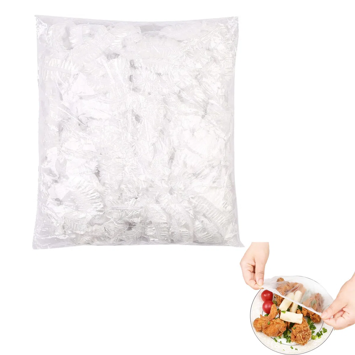 Frischhaltefolie mit Gummizug 300 Stück – transparente elastische Abdeckhauben Ø bis 42 cm – Einweg PE-Folie für Schüsseln Teller Küchen Geschirr Abdeckung ideal für Haushalt Picknick Vorrat