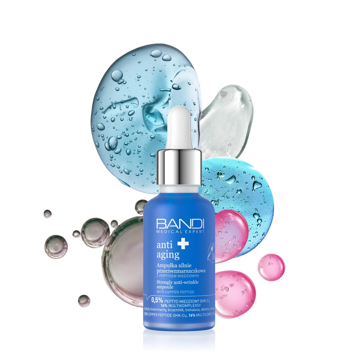 Bandi - Anti-Aging Ampulle mit Kupferpeptid für Faltenreduzierung, Hautverjüngung, straffende Pflege - Eiweiß, Trehalose für optimale Feuchtigkeit, Hautregeneration.