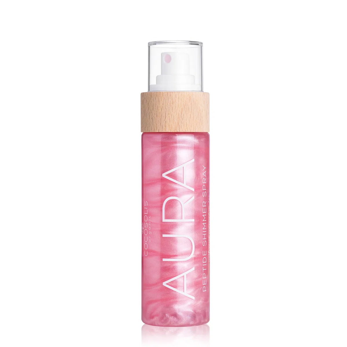 COCOSOLIS AURA PINK Peptide Shimmer Spray - Natürliches Glitzer Schimmer-Spray mit Peptiden für Gesicht, Körper und Haare