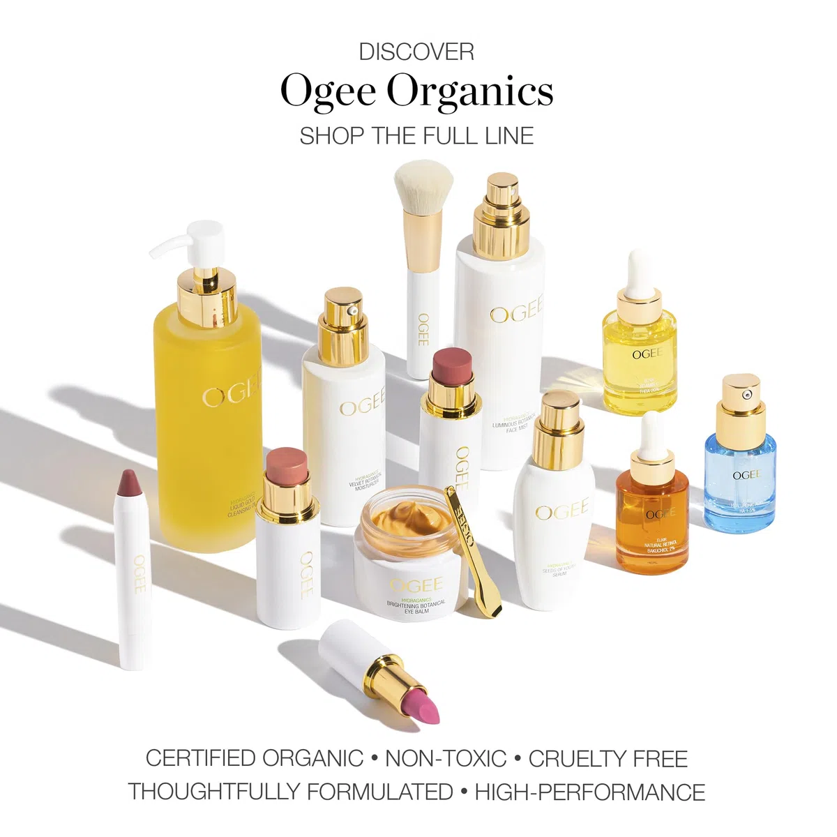 Ogee Beyond Clean Volumenmaske, Bio-zertifiziert, für Volumen und Länge, verlängert die Wimpern für empfindliche Augen