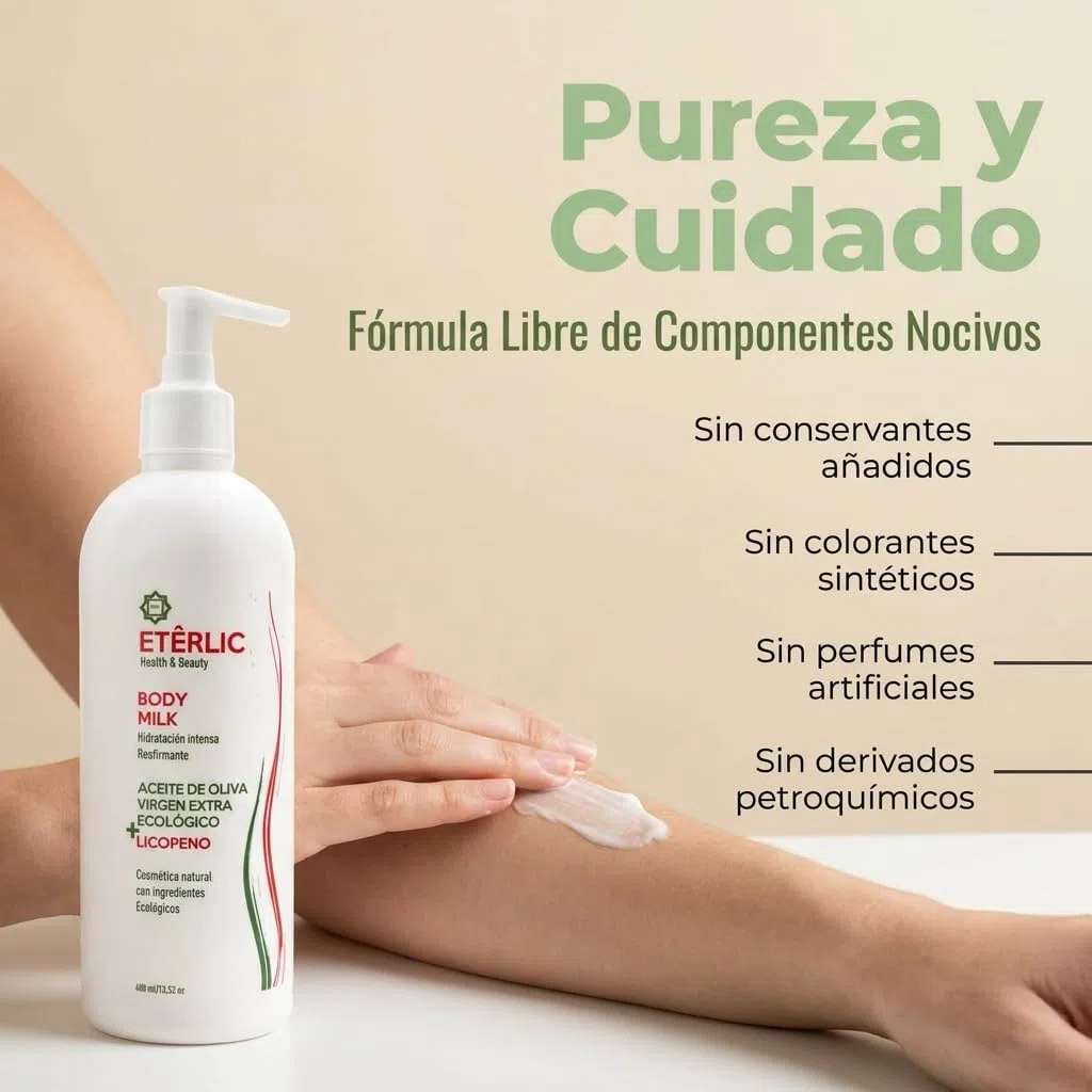 ETÊRLIC Body Milk 400ml Distrofarma – Kosmezeut­ische Körpermilch mit patentiertem ACEITEROL, Bio-Olivenöl und Centella Asiatica – Entzündungshemmend, Antioxidativ und Straffend für Reife, Trockene un