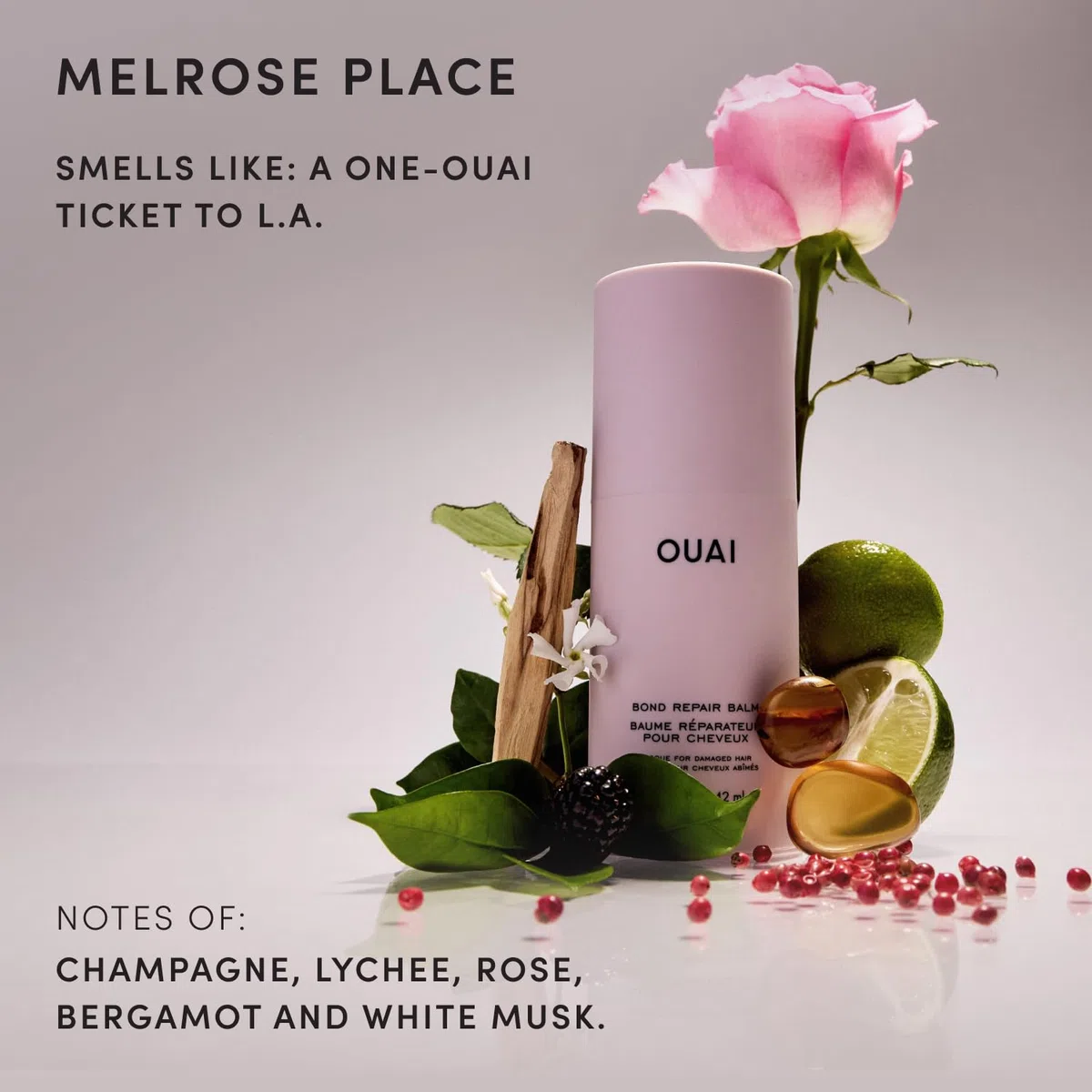OUAI Bond Repair Balm - Haarreparatur-Treatment für geschädigtes Haar, Spliss + Haarbruch - 3-Minuten Bond Builder für coloriertes Haar - Melrose Place Duft - 142 ml